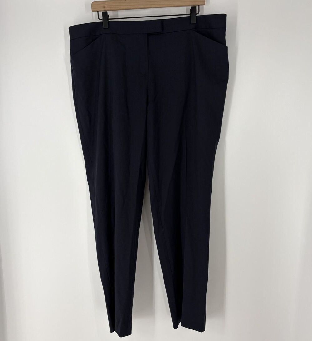 Lafayette 148 Pants Size 16 Womens Navy Irving Wool Trousers Stretch Career
